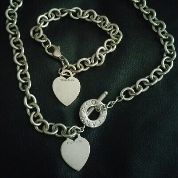 Tiffany Co 925 Heart Bracelet Necklace 